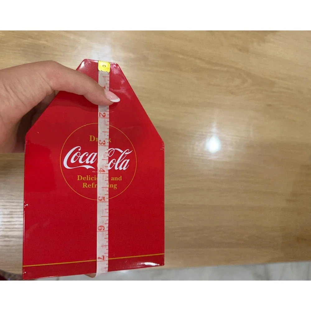 Coca-Cola Vintage Style Metal Tin Caddy Wooden Handle Red Bottle Carrier Decor